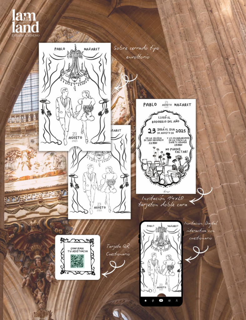 Invitaciones LamLand Modelo Lineart ilustradas